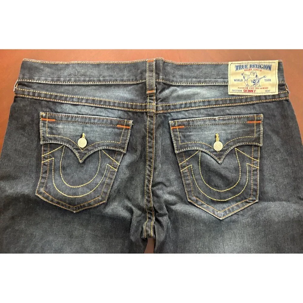 True Religion Men’s Dark Wash Skinny Jeans with Flap Pockets Size 44 x 33